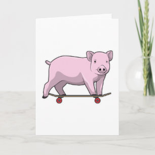 Pig as Skater with Skateboard Card