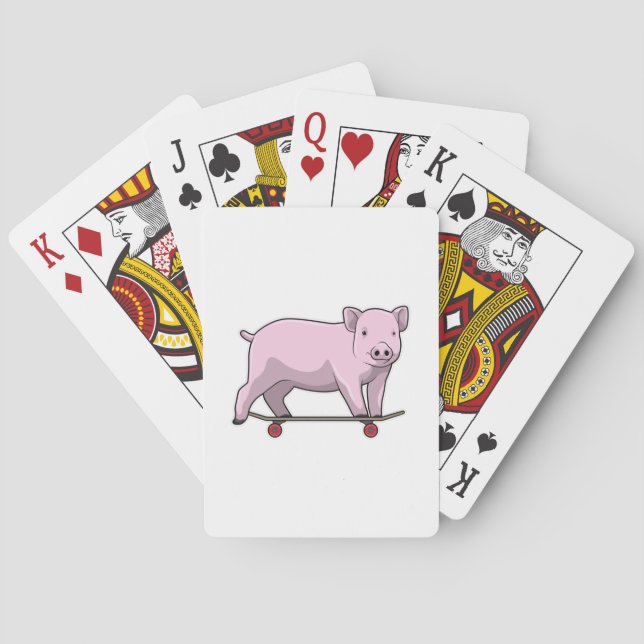 Pig as Skater with Skateboard Playing Cards (Back)