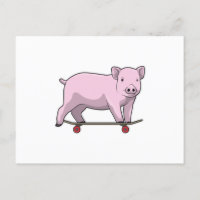 Pig as Skater with Skateboard