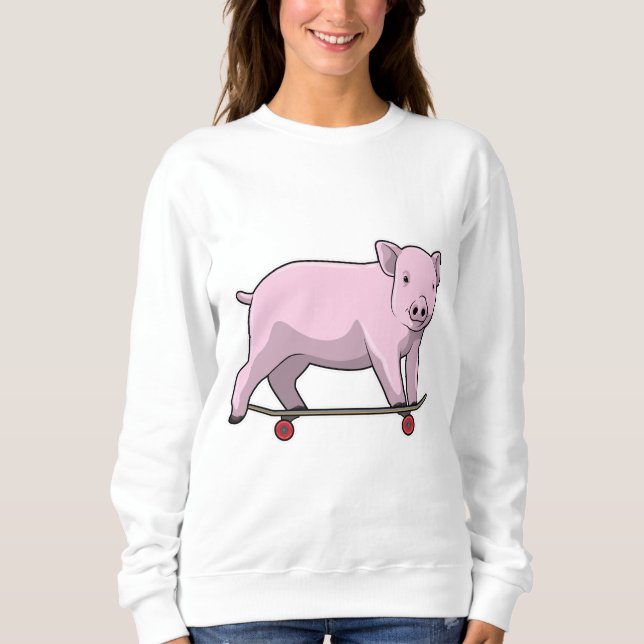 Pig as Skater with Skateboard Sweatshirt (Front)