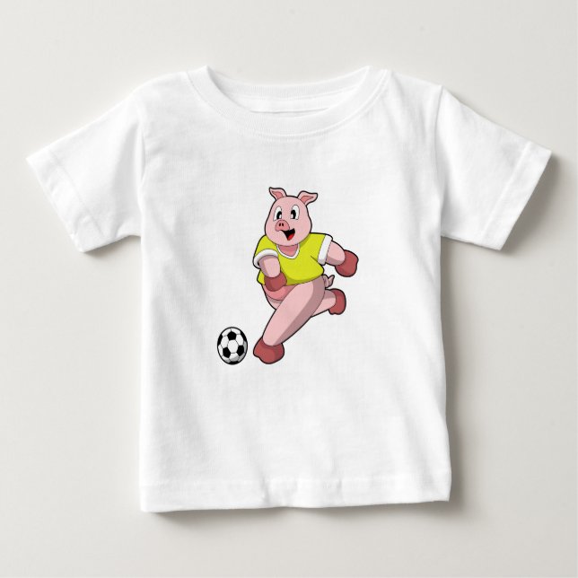Pig as Soccer player with Soccer Baby T-Shirt (Front)