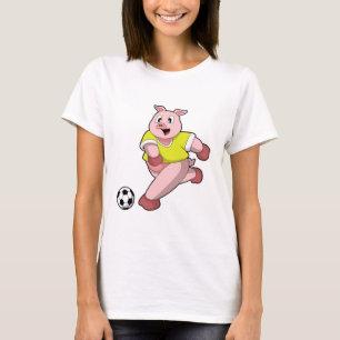 Pig as Soccer player with Soccer T-Shirt