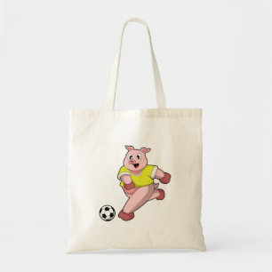 Pig as Soccer player with Soccer Tote Bag