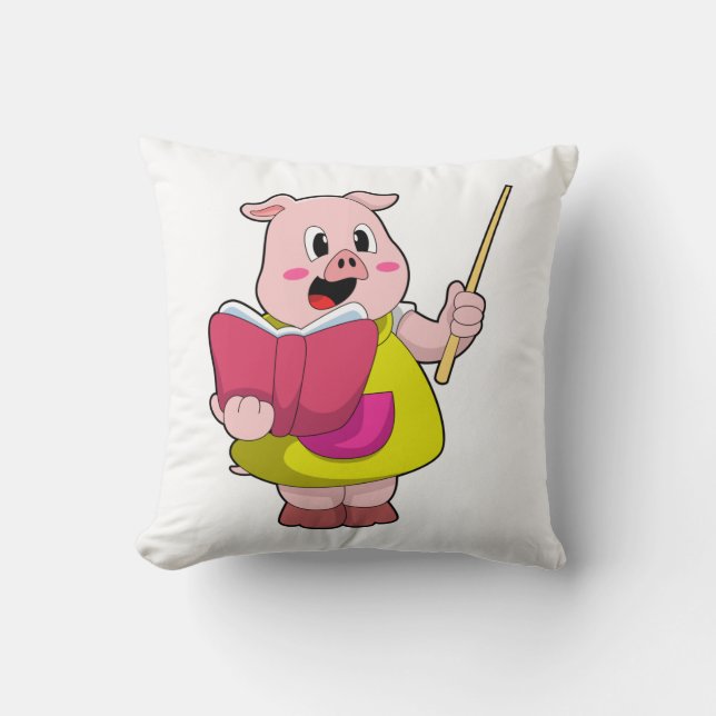 Pig as Teacher with Book Cushion (Front)