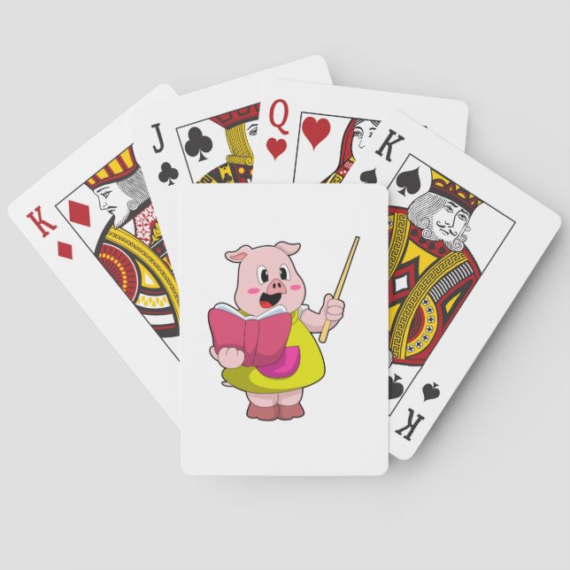 Pig as Teacher with Book Playing Cards (Back)