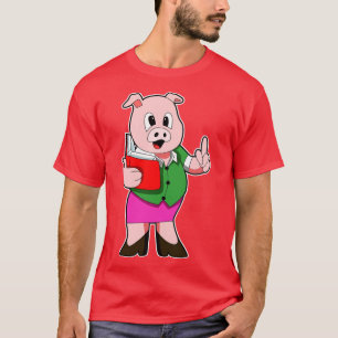 Pig as Teacher with High heels Skirt T-Shirt
