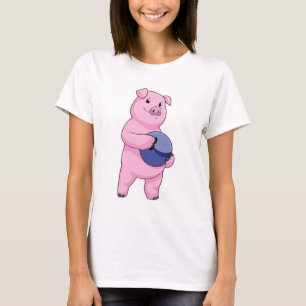 Pig at Bowling with Bowling ball T-Shirt