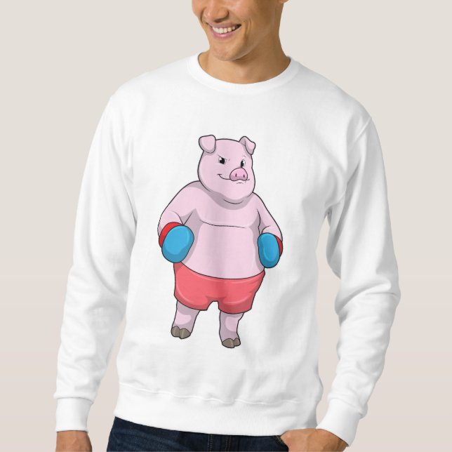 Pig at Boxing with Boxing gloves Sweatshirt (Front)