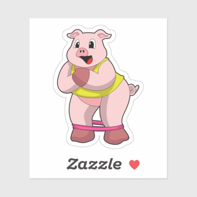 Pig at Fitness with Rubber band (Sheet)