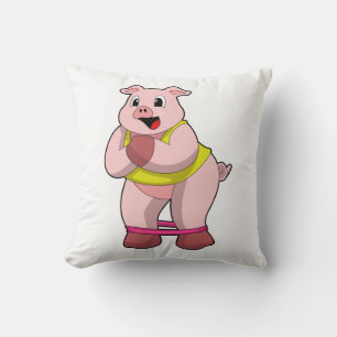 Pig at Fitness with Rubber band Cushion