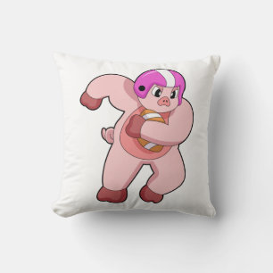 Pig at Football Sports Cushion