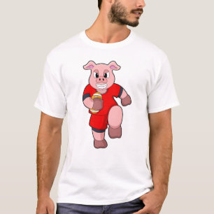 Pig at Football Sports T-Shirt