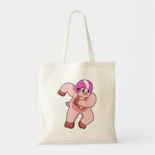 Pig at Football Sports Tote Bag