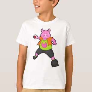 Pig at Handball player with Handball T-Shirt