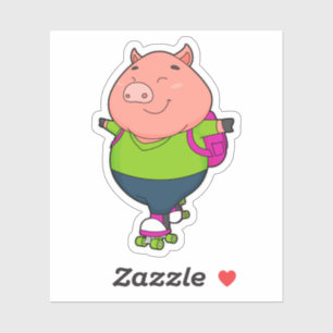 Pig at Inline skating with Roller skates