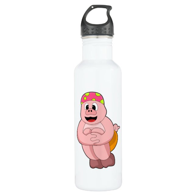 Pig at Jumping into Water 710 Ml Water Bottle (Front)