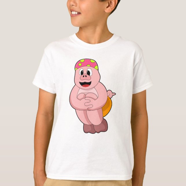Pig at Jumping into Water T-Shirt (Front)