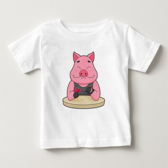 Pig at Poker with Poker cards Baby T-Shirt (Front)