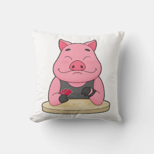 Pig at Poker with Poker cards Cushion