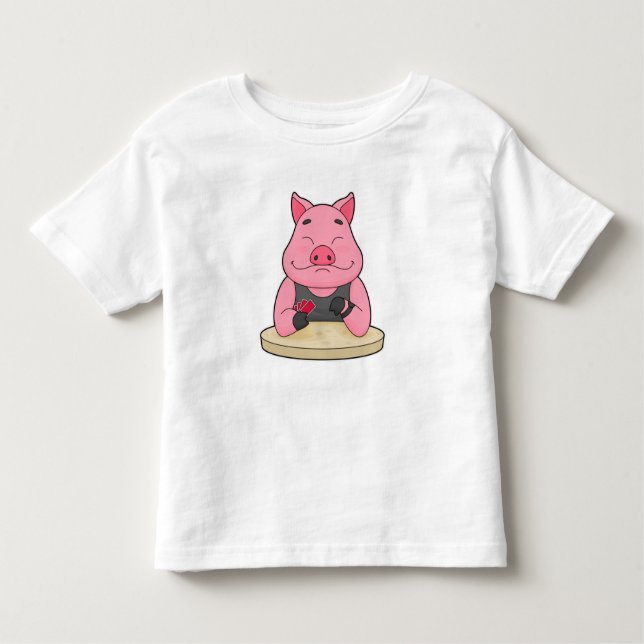 Pig at Poker with Poker cards Toddler T-Shirt (Front)