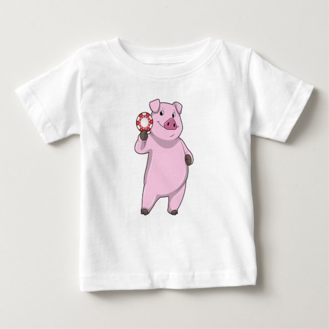 Pig at Poker with Poker chips Baby T-Shirt (Front)