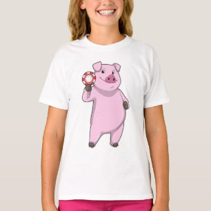 Pig at Poker with Poker chips T-Shirt