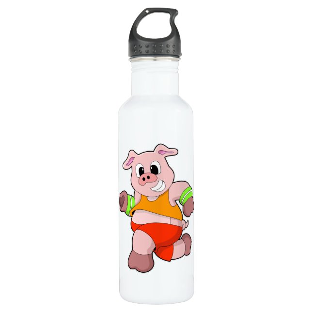 Pig at Running 710 Ml Water Bottle (Front)