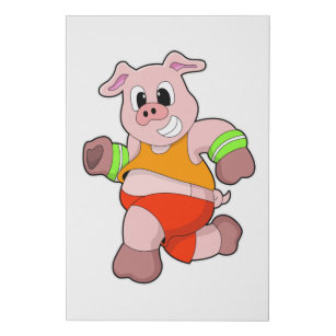 Pig at Running Faux Canvas Print