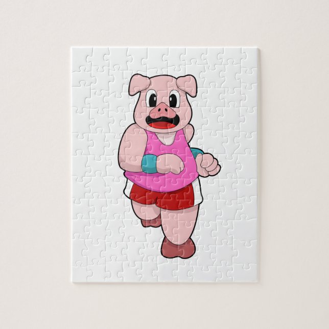 Pig at Running Jigsaw Puzzle (Vertical)