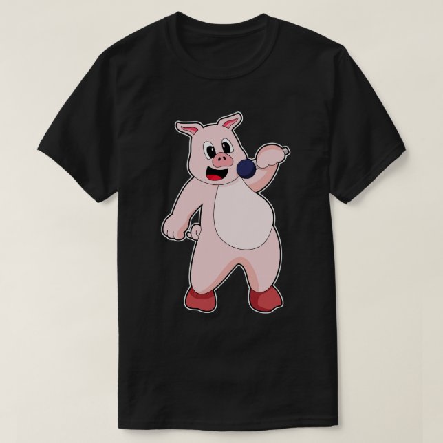 Pig at Singing with Microphone T-Shirt (Design Front)