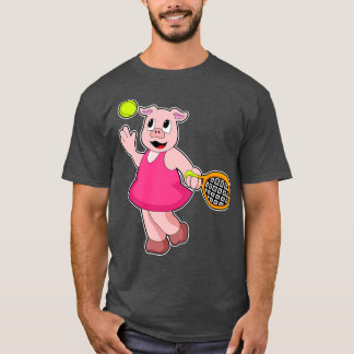 Pig at Tennis with Tennis racket 2 T-Shirt