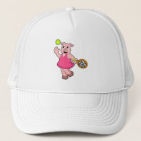 Pig at Tennis with Tennis racket