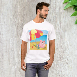 Pig At The Beach Mens T-Shirt