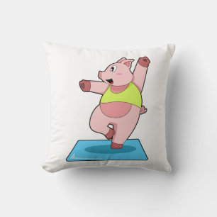 Pig at Yoga Fitness Cushion