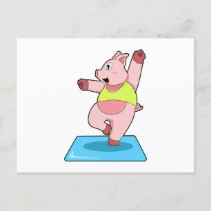 Pig at Yoga Fitness Postcard