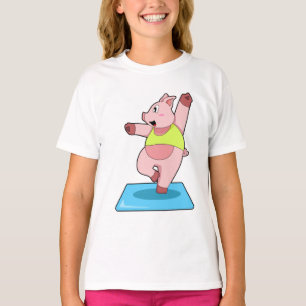 Pig at Yoga Fitness T-Shirt