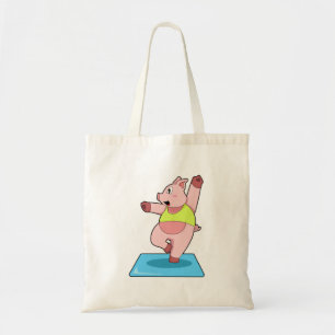 Pig at Yoga Fitness Tote Bag