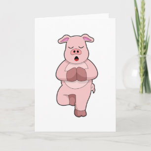 Pig at Yoga on a Leg Card