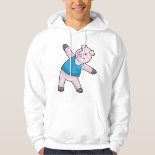 Pig at Yoga Stretching Hoodie