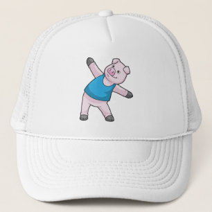 Pig at Yoga Stretching Trucker Hat