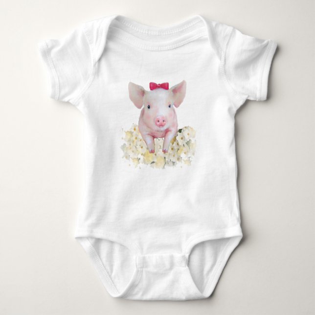 Pig baby clothes, baby bodysuit, infant clothes baby bodysuit (Front)