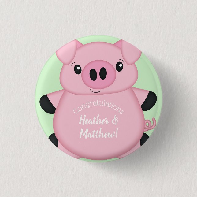 Pig Baby Shower Farm 3 Cm Round Badge (Front)