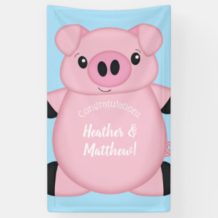 Pig Baby Shower Farm Blue Boy Banner