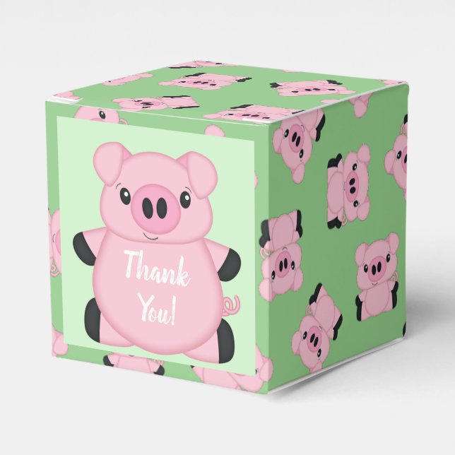 Pig Baby Shower Farm Favour Box (Front Side)