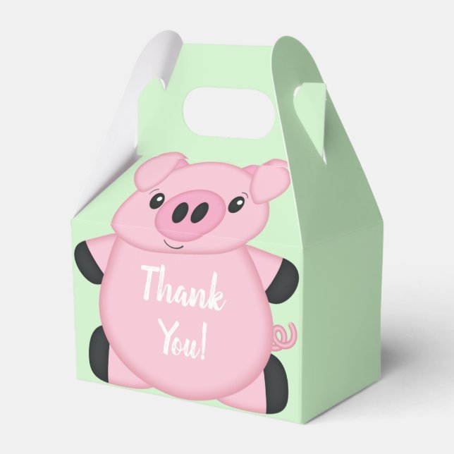 Pig Baby Shower Farm Favour Box (Front Side)