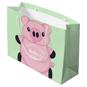 Pig Baby Shower Farm Large Gift Bag