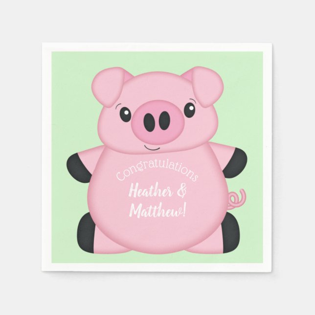 Pig Baby Shower Farm Napkin (Front)