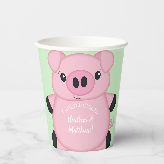 Pig Baby Shower Farm Paper Cups (Front)