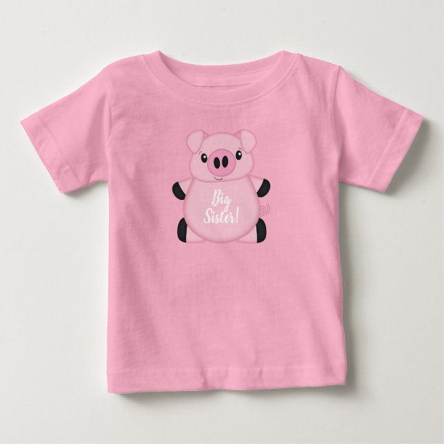 Pig Baby Shower Farm Pink Girl  Baby T-Shirt (Front)