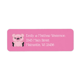 Pig Baby Shower Farm Pink Girl  Return Address Label